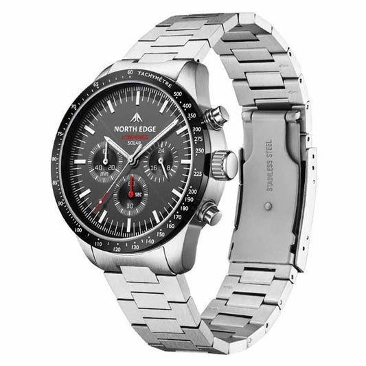 LONGWINGS Solar Powered Watch 316L Stainless Steel Case 50M Waterproof - NORTHEDGE