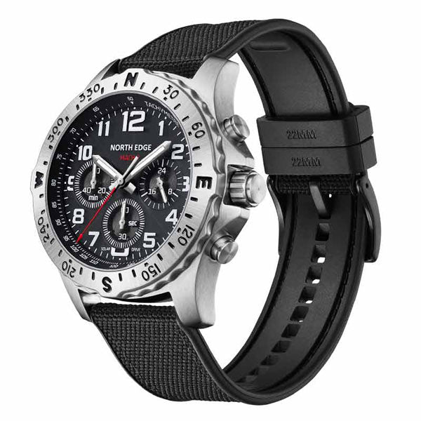 MACH 2 Solar Powered Watch 316L Case Three Timing Discs Night Light Pointer - NORTHEDGE