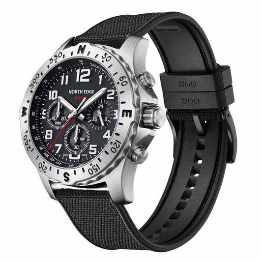 MACH 2 Solar Powered Watch 316L Case Three Timing Discs Night Light Pointer - NORTHEDGE