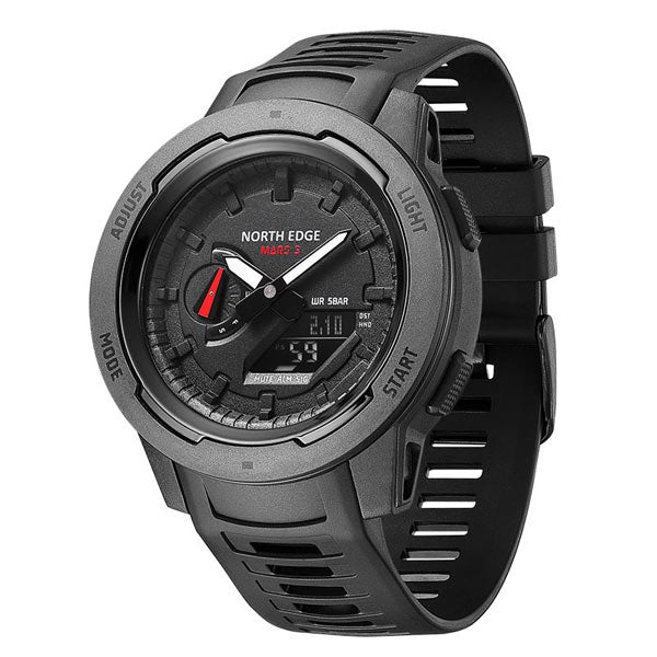 Mars3 Carbon Fiber Case 50M Waterproof Sports Digital Watch World Time Military Watch - NORTHEDGE