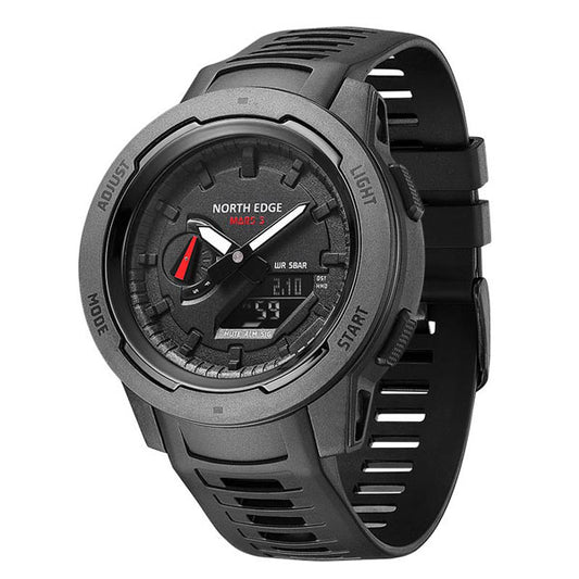 Mars3 Carbon Fiber Case 50M Waterproof Sports Digital Watch World Time Military Watch - NORTHEDGE