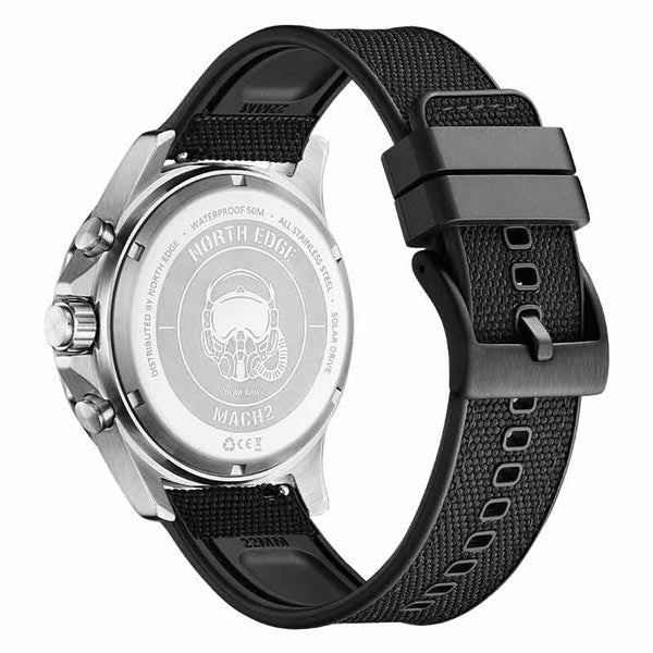 MACH 2 Solar Powered Watch 316L Case Three Timing Discs Night Light Pointer - NORTHEDGE