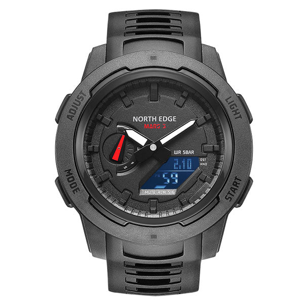 Mars3 Carbon Fiber Case 50M Waterproof Sports Digital Watch World Time Military Watch - NORTHEDGE