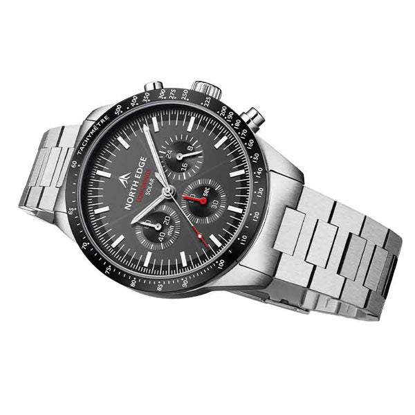 LONGWINGS Solar Powered Watch 316L Stainless Steel Case 50M Waterproof - NORTHEDGE