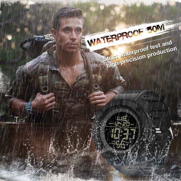TANK Calendar Chronograph Mode Alarm Clock Waterproof 50M Sports Watch - NORTHEDGE
