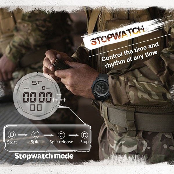TANK Calendar Chronograph Mode Alarm Clock Waterproof 50M Sports Watch - NORTHEDGE