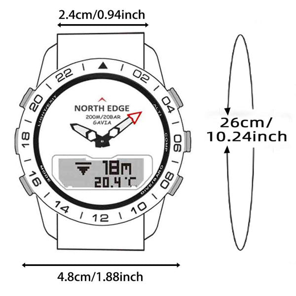 GAVIA 2 SCUPA Diving Watch Altimeter Barometer Compass Waterproof 200M - NORTHEDGE
