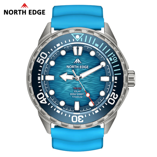TRITON-TI Titanium Case Solar-Powered Diving Watch Luxury Quartz Watches For Men 300M Waterproof 180+ Day Power NORTH EDGE