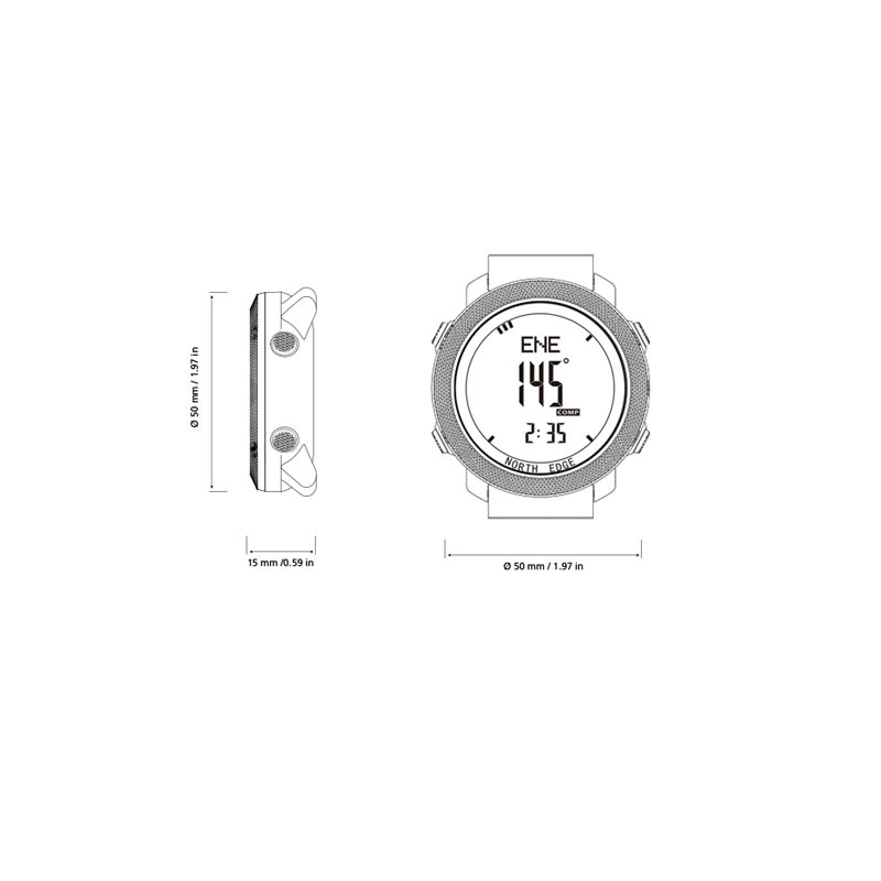 APACHE 3 Compass Altimeter Barometer Digital Watch 50M Waterproof - NORTHEDGE