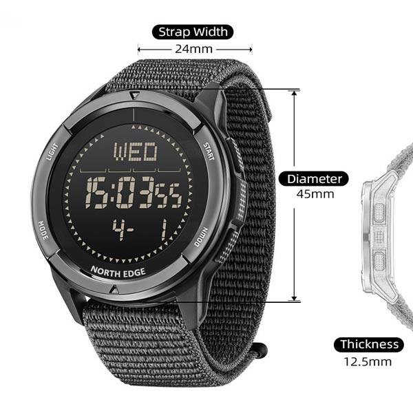 NORTH EDGE ALPS Carbon Fiber Case Compass Men Watch 50M Waterproof Watch Men's Watch - NORTHEDGE