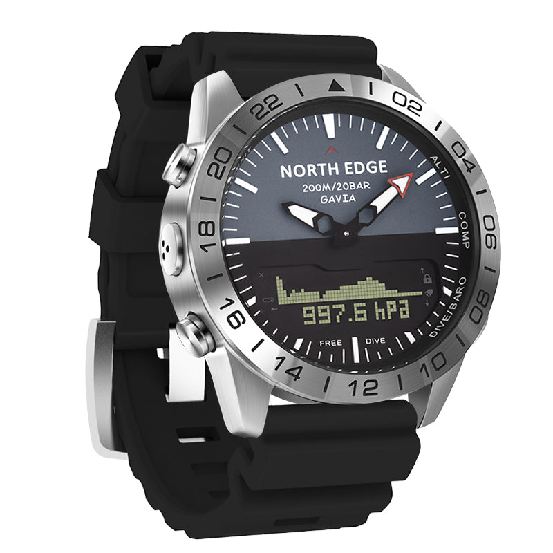 NORTH EDGE GAVIA 2 SCUPA Diving Watch Altimeter Barometer Compass Waterproof 200M Men's Watch