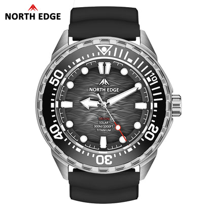 TRITON-TI Titanium Case Solar-Powered Diving Watch Luxury Quartz Watches For Men 300M Waterproof 180+ Day Power NORTH EDGE