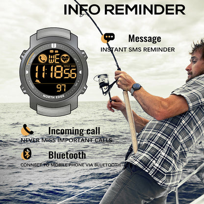 NORTH EDGE LAKER Sport Watch Swimming Watch For Men Waterproof 50M HR Digital Outdoor Sport watches Smartwatch Metal body tempered glass Bluetooth For Android IOS