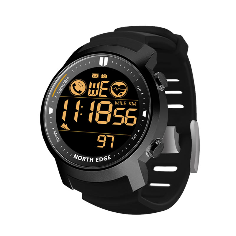 NORTH EDGE LAKER Sport Watch Swimming Watch For Men Waterproof 50M HR Digital Outdoor Sport watches Smartwatch Metal body tempered glass Bluetooth For Android IOS