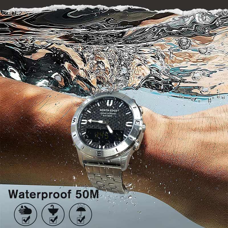 NORTH EDGE Snow Leopard original men watch Swimming Watch 50M waterproof barometer altimeter compass temperature