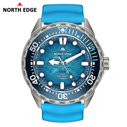 TRITON-TI Titanium Case Solar-Powered Diving Watch Luxury Quartz Watches For Men 300M Waterproof 180+ Day Power NORTH EDGE