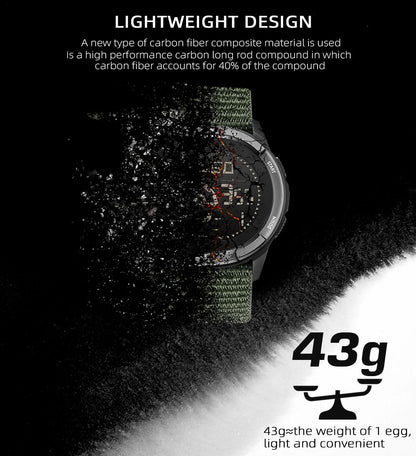 NORTH EDGE ALPS Carbon Fiber Case Compass Men Watch Nylon Strap 50M Waterproof Watch