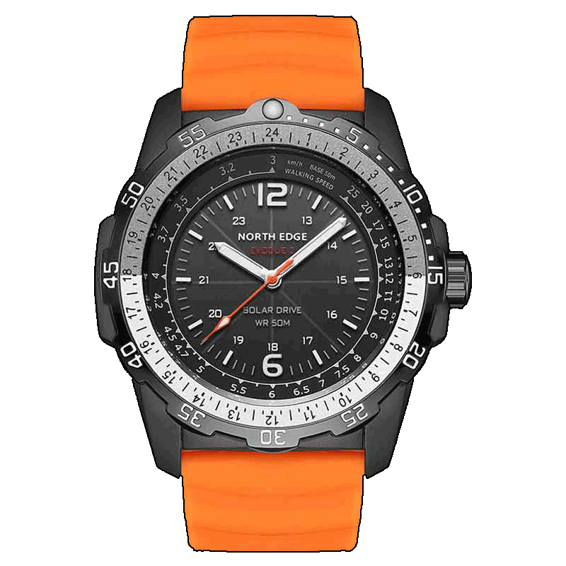 NORTH EDGE EVOQUE2 Original Men‘s Watch Metal Case Solar Powered Luminous Pointer Outdoor Exploration Mountaineering Camping 50 Meters Waterproof