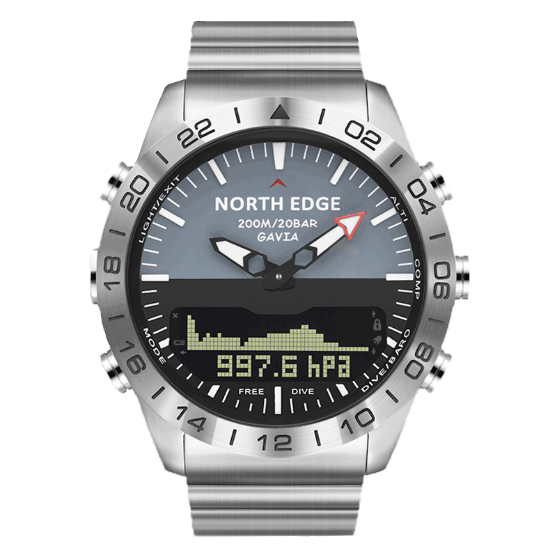 NORTH EDGE GAVIA SCUPA Diving Watch Men Military Digital Watch Stainless Case Altimeter Barometer Compass waterproof 200M