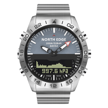 NORTH EDGE GAVIA SCUPA Diving Watch Men Military Digital Watch Stainless Case Altimeter Barometer Compass waterproof 200M