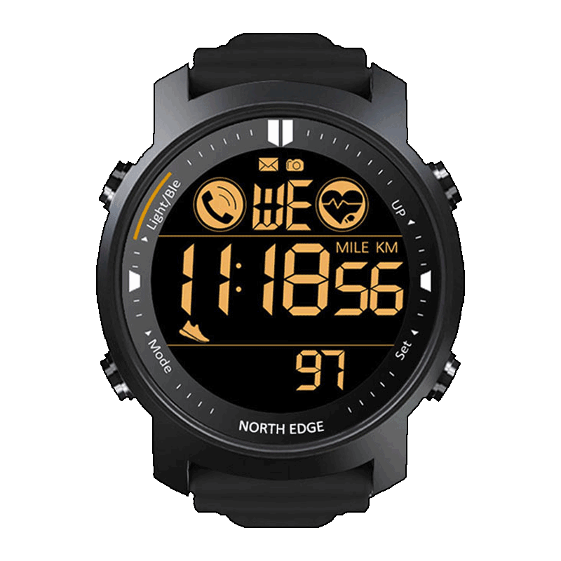 NORTH EDGE LAKER Sport Watch Swimming Watch For Men Waterproof 50M HR Digital Outdoor Sport watches Smartwatch Metal body tempered glass Bluetooth For Android IOS