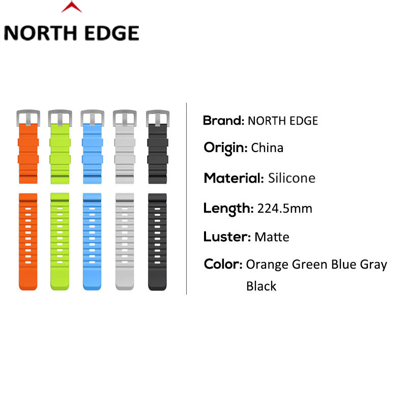 NORTH EDGE 24mm Silicone&Steel Strap Suitable For AQUA/GAVIA 2/Snow Leopard/APACHE3/EVOQUE2/TRITON