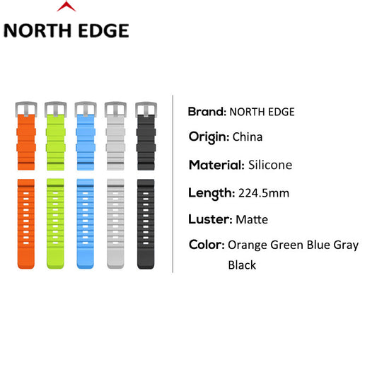 NORTH EDGE 24mm Silicone&Steel Strap Suitable For AQUA/GAVIA 2/Snow Leopard/APACHE3/EVOQUE2/TRITON