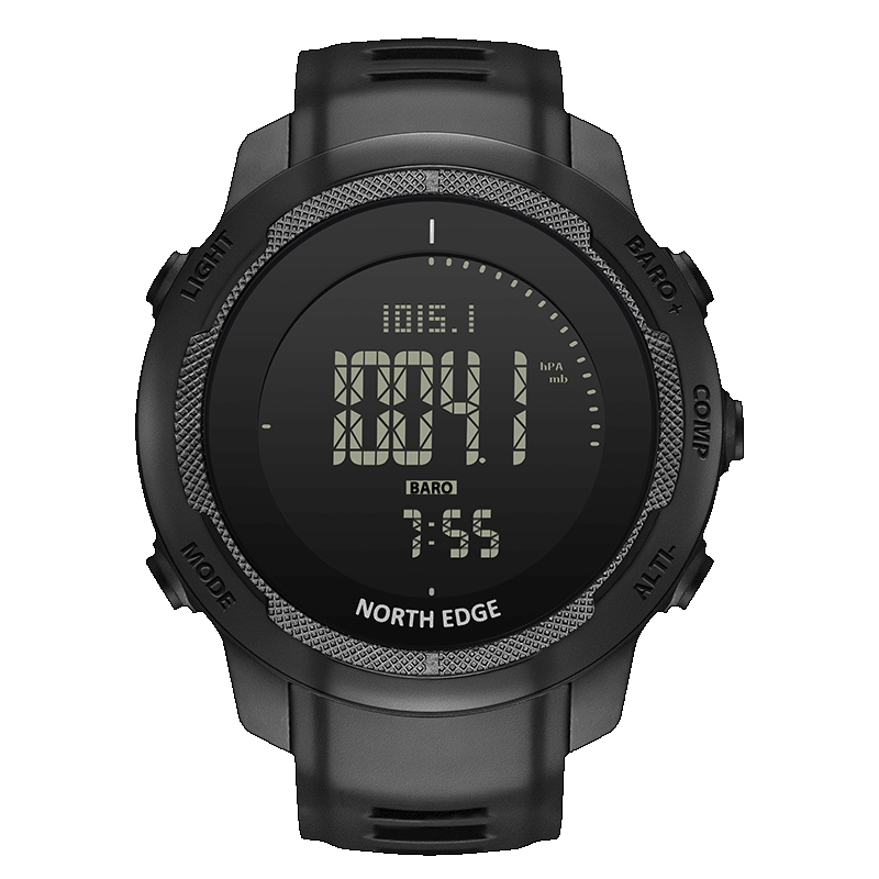 NORTH EDGE VERTICO Carbon Fiber Outdoor Sports Digital Watch Tactical Watch Compass Altimeter Barometer Tempered Glass 50m Waterproof