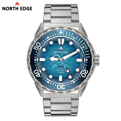 TRITON-TI Titanium Case Solar-Powered Diving Watch Luxury Quartz Watches For Men 300M Waterproof 180+ Day Power NORTH EDGE