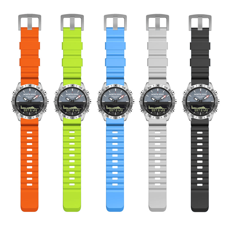 NORTH EDGE 24mm Silicone&Steel Strap Suitable For AQUA/GAVIA 2/Snow Leopard/APACHE3/EVOQUE2/TRITON