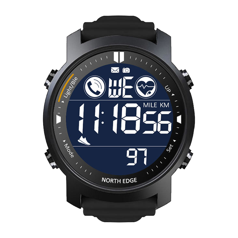 NORTH EDGE LAKER Sport Watch Swimming Watch For Men Waterproof 50M HR Digital Outdoor Sport watches Smartwatch Metal body tempered glass Bluetooth For Android IOS