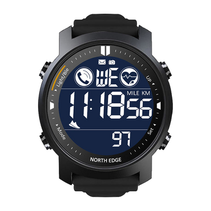 NORTH EDGE LAKER Sport Watch Swimming Watch For Men Waterproof 50M HR Digital Outdoor Sport watches Smartwatch Metal body tempered glass Bluetooth For Android IOS