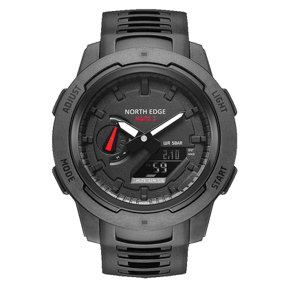 NORTH EDGE Mars3 Carbon Fiber Case Waterproof 50M Sports Digital Watch World Time Men's Military Watch