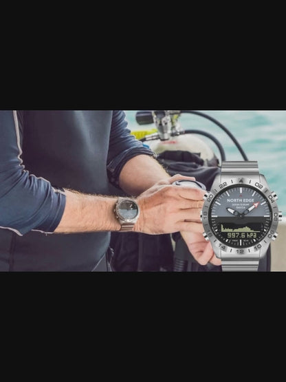 NORTH EDGE GAVIA SCUPA Diving Watch Men Military Digital Watch Stainless Case Altimeter Barometer Compass waterproof 200M