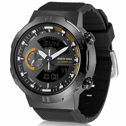 NORTH EDGE HORNET sport watch Speedometer Automatic Illumination Swimming Watch 50m Waterproof World Time Metal Button Suitable for Outdoor Sports ride